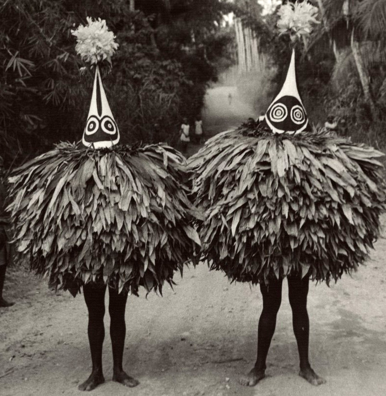 two people in leaf costumes